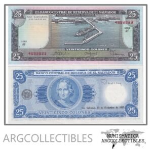 El Salvador Billete 25 Colones 1980 P-130b UNC (Serie AF)