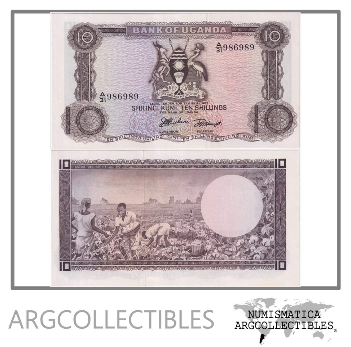 Uganda Billete 10 Shillings 1966 P-2a UNC