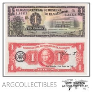El Salvador Billete 1 Colon 1956 P-90b UNC (Serie BD)