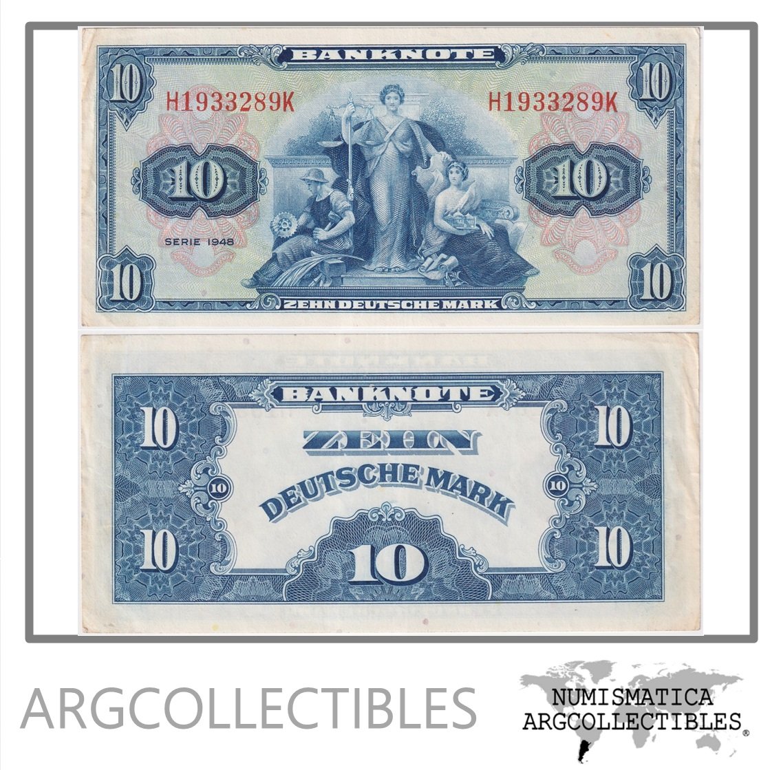 Alemania Billete 10 Marcos 1948 P-5a XF+