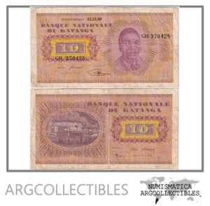 Katanga Billete 10 Francos 1960 P-5 F+