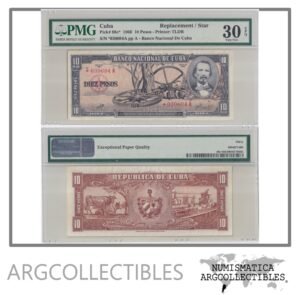 Cuba Billete 10 Pesos 1960 P-88c* VF+ (Reposicion) (Certificado 30)
