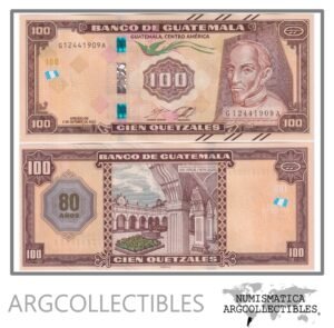 Guatemala Billete 100 Quetzales 2025 P-130 UNC (80 Aniversario)