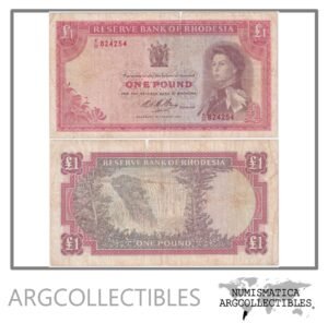 Rhodesia Billete 1 Pound 1967 P-28b F+ (Roto)