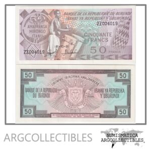 Burundi Billete 50 Francos 1991 P-28c UNC (Reposicion)