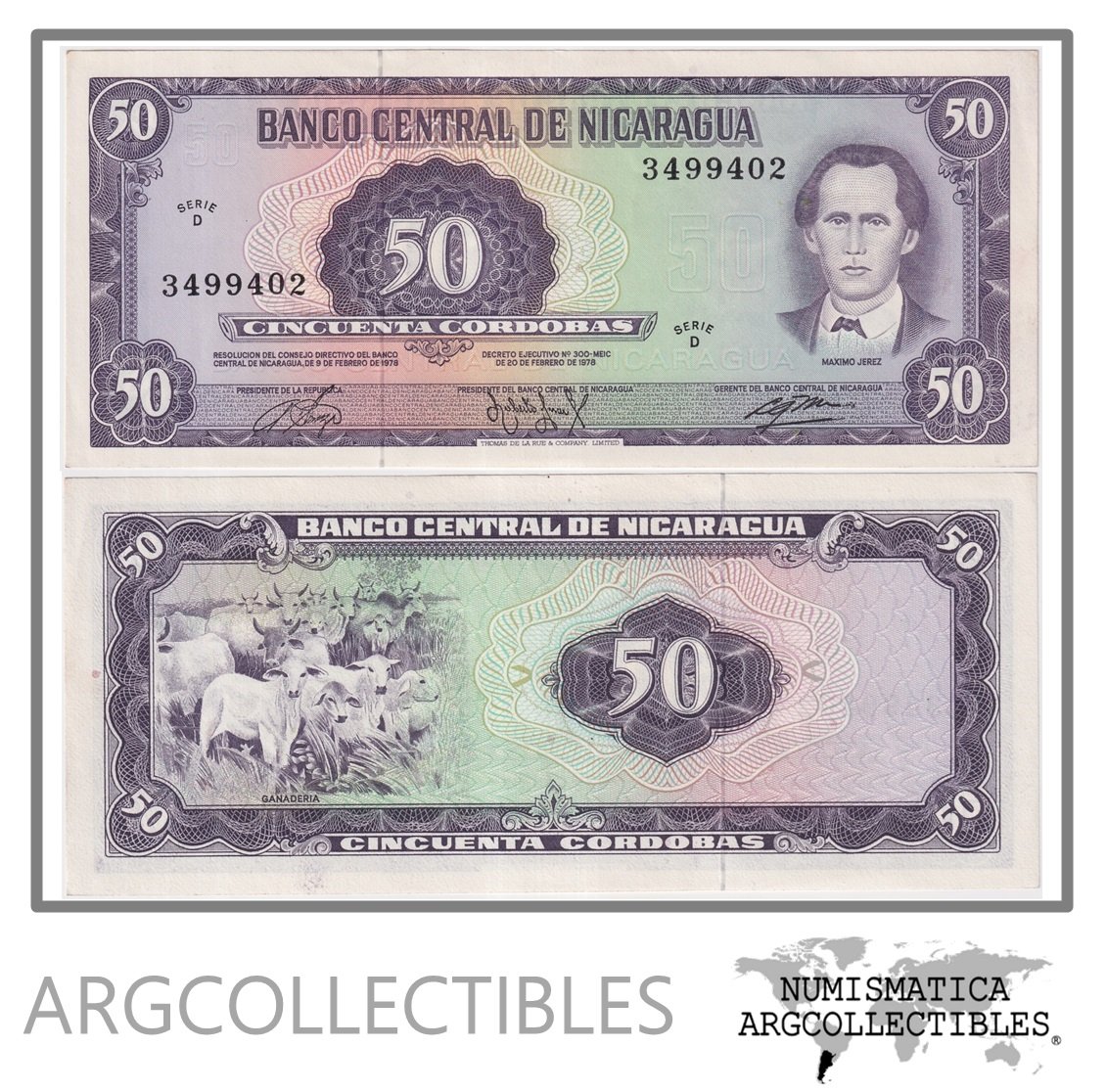 Nicaragua Billete 50 Cordobas 1978 P-130 UNC
