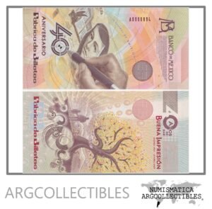 Mexico Billete 40 Aniversario Año 2009 Specimen Conmemorativo UNC