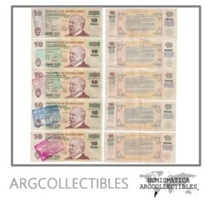 Argentina Billete 10 Pesos 2001 (Lote x 5) P-S-2313/EC-217 VF (Patacon) (Cancelados)