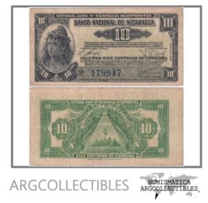 Nicaragua Billete 10 Centavos 1938 P-79 F+