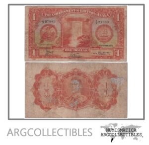 Guyana Britanica Billete 1 Dolar 1938 P-12b F (Escrito)