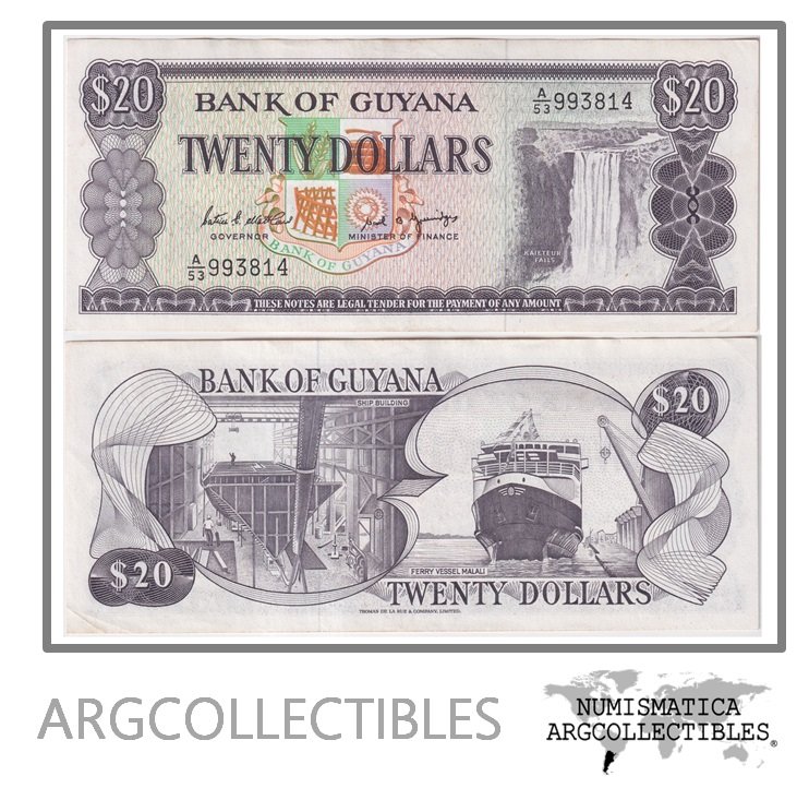Guyana Billete 20 Dolares 1966 P-24d AU