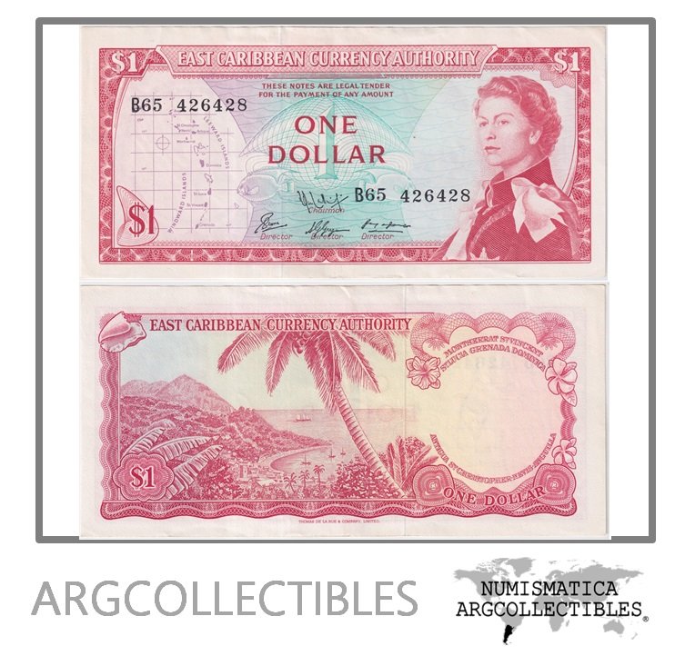 Caribe del Este Billete 1 Dolar 1965 P-13f(1) XF+