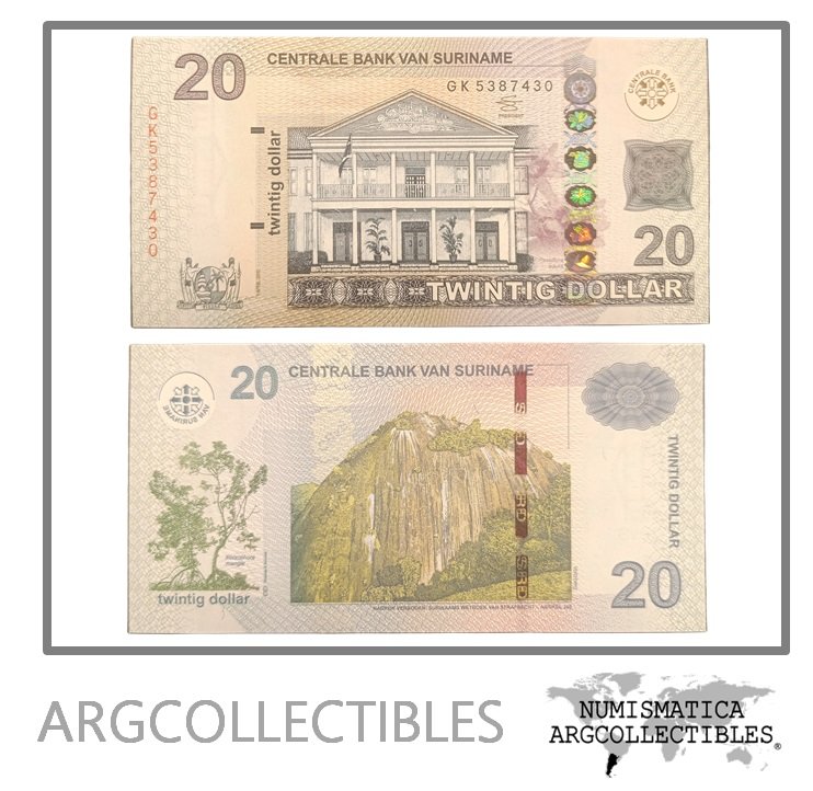 Surinam Billete 20 Dolares 2012 P-164b UNC