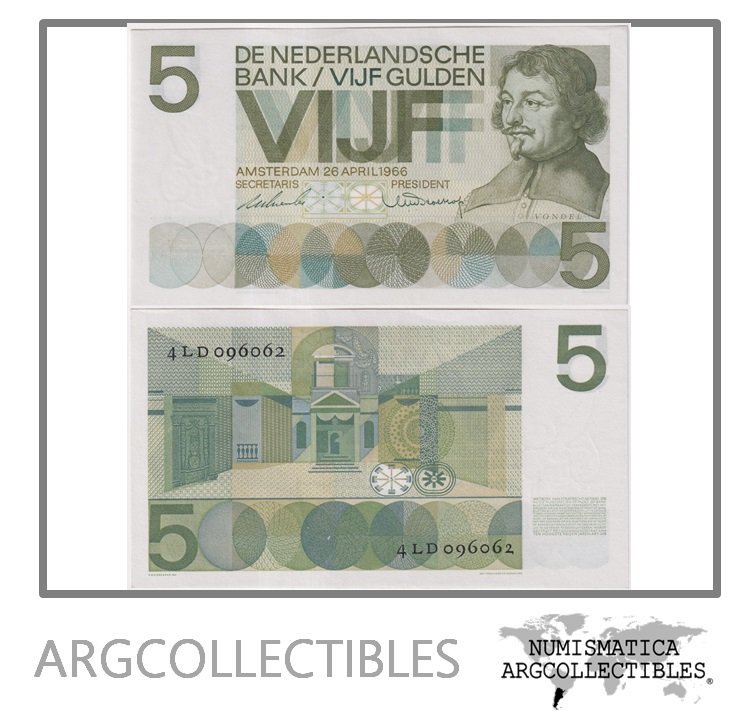 Holanda Billete 5 Gulden 1966 P-90a UNC