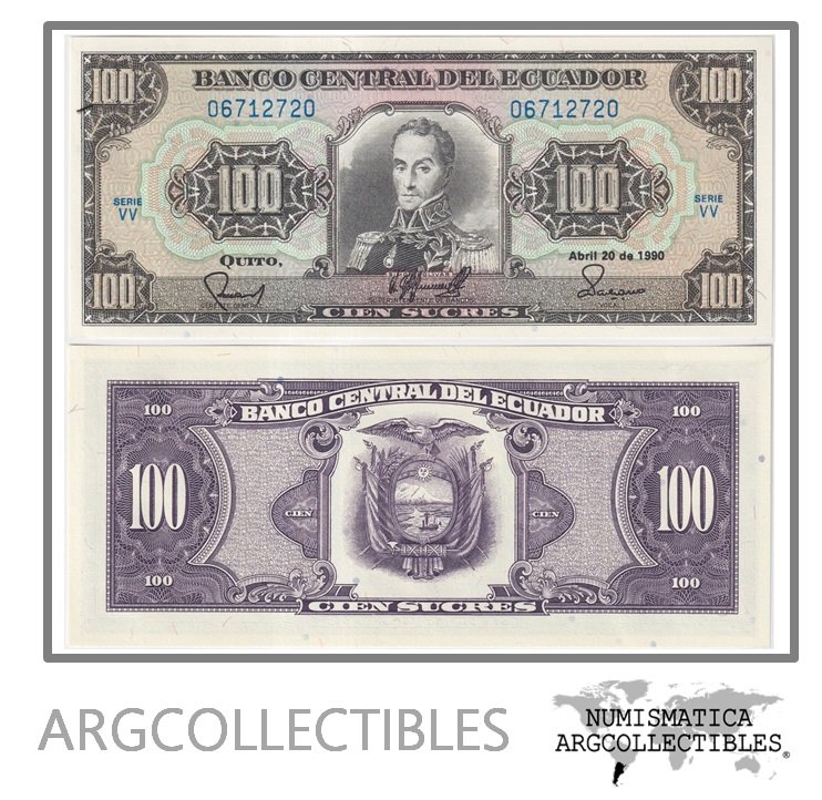 Ecuador Billete 100 Sucres 1990 P-123 UNC