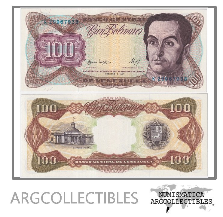 Venezuela Billete 100 Bolivares 1987 P-66a UNC
