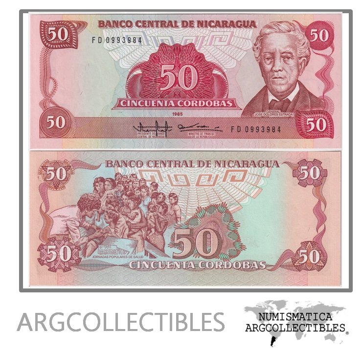Nicaragua Billete 50 Cordobas 1985 P-153 UNC