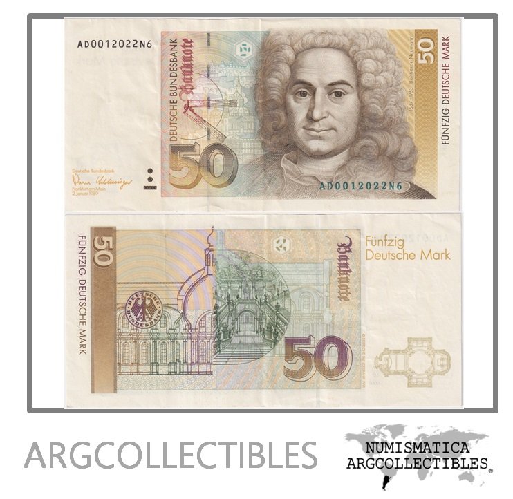 Alemania Billete 50 Marcos 1989 P-40a XF+