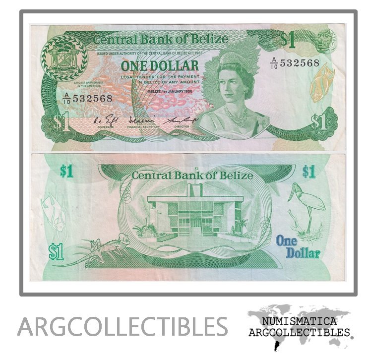 Belice Billete 1 Dolar 1986 P-46b VF+