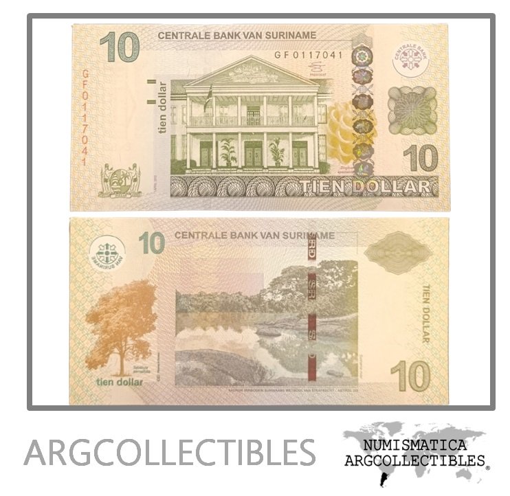 Surinam Billete 10 Dolares 2012 P-163b UNC
