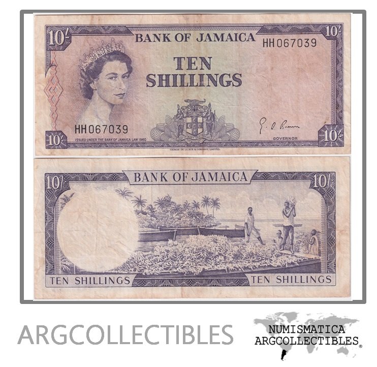 Jamaica Billete 10 Shillings 1964 P-51Be VF