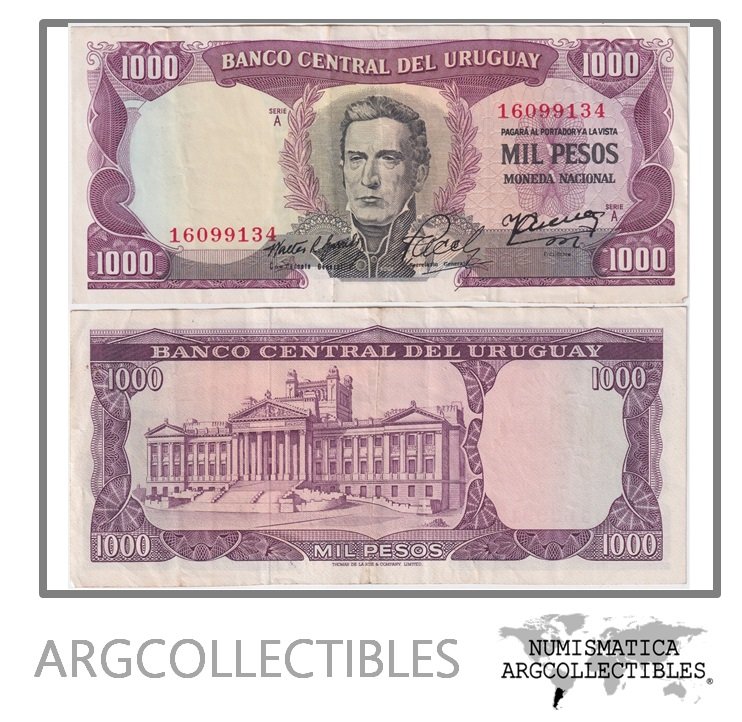 Uruguay Billete 1.000 Pesos 1967 P-49/CR-9A8 VF+