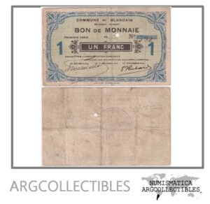 Belgica Billete 1 Franco 1914 Notgeld Commune de Blandain VF