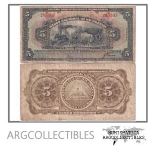 Nicaragua Billete 5 Cordobas 1938 P-65b F+