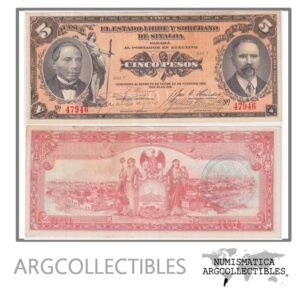 Mexico Billete 5 Pesos 1915 P-S-1044b AU (Sinaloa)