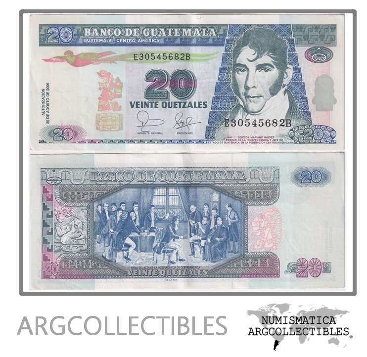 Guatemala Billete 20 Quetzales 2006 P-S-112a XF+ (Serie EB)