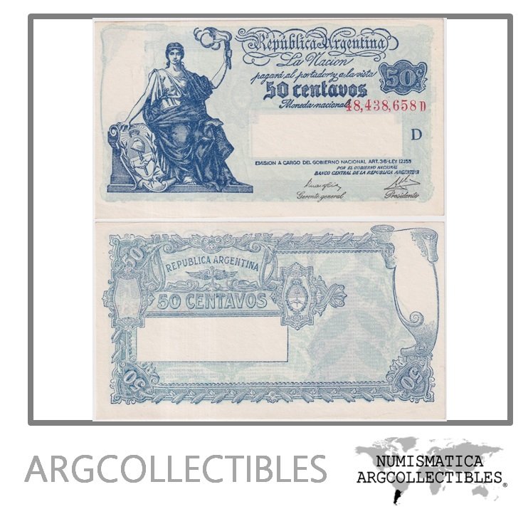 Argentina Billete 50 Centavos 1947 P-250a/BOT-1806 AU (Serie D)