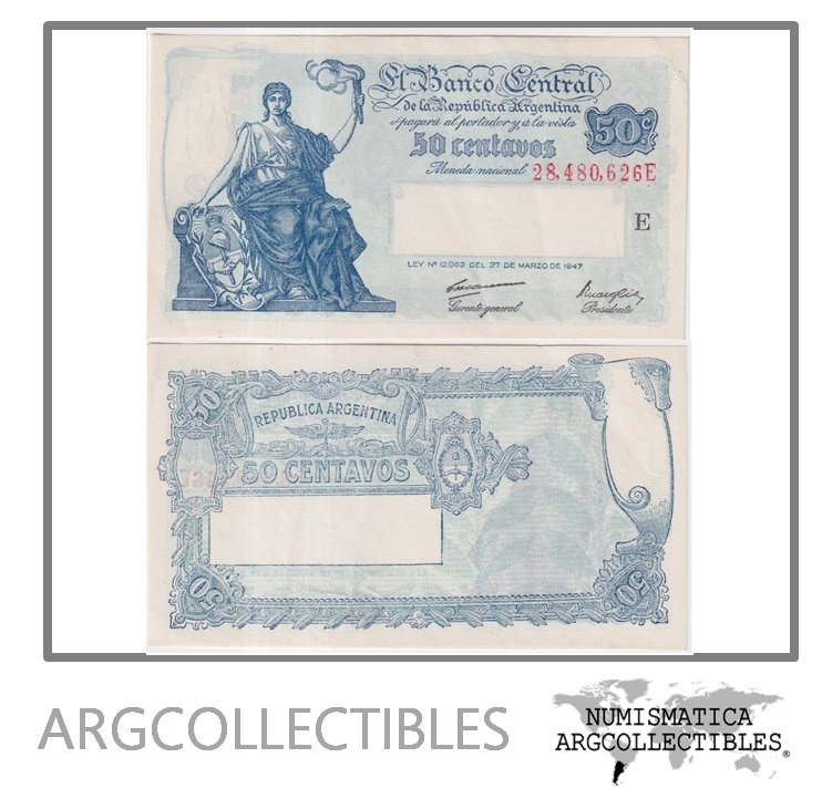 Argentina Billete 50 Centavos 1949 P-256/BOT-1810 XF (Serie E)