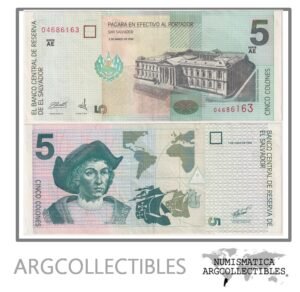 El Salvador Billete 5 Colones 1998 P-147b XF+ (Serie AE)