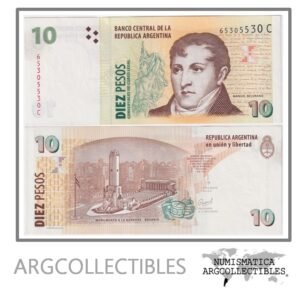 Argentina Billete 10 pesos 2000 P-348/ BOT-3407 AU (Serie C)