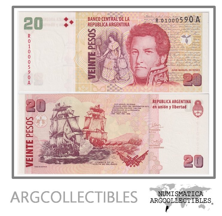 Argentina Billete 20 Pesos 2005 P-355/BOT-3519 UNC (Reposicion)