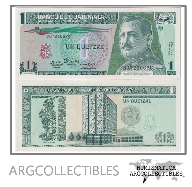 Guatemala Billete 1 Quetzal 1990 P-73a/ANG-158 AU (Serie BC)