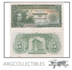 Colombia Billete 5 Pesos Oro 1960 P-405 XF- (Manchado)