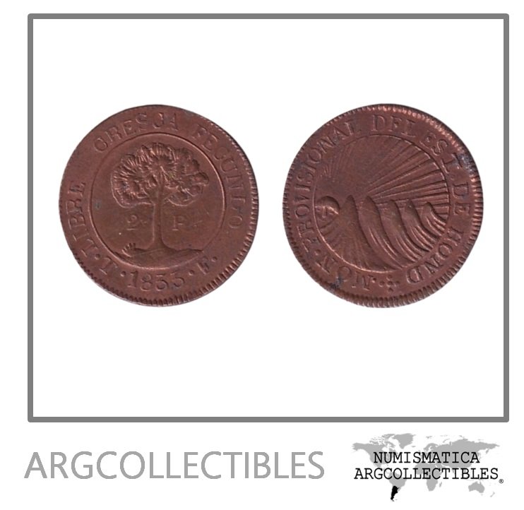 Honduras Moneda 2 Reales 1833 TF Cobre KM-19 VF+