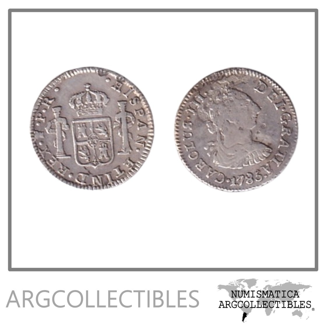 Bolivia (Potosi) Moneda 1/2 Real 1785 P.R. Rey Carlos III Plata 903 KM-51 F+