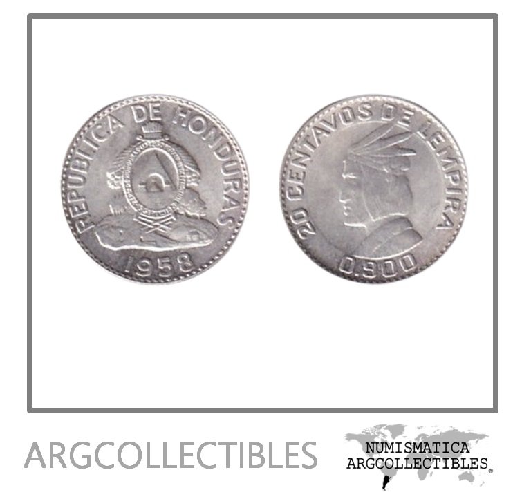 Honduras Moneda 20 Centavos 1958 Plata 900 KM-73 UNC