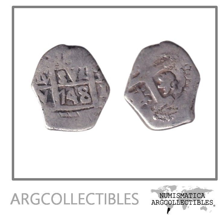 Peru Moneda 1 Real 1748 V Plata 917 KM-42 Macuquina COB Fernando VI