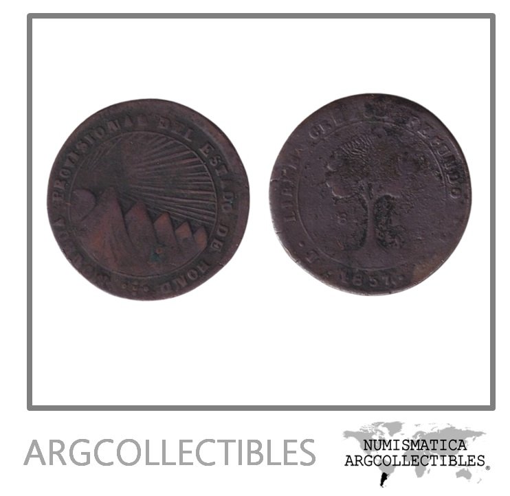 Honduras Moneda 8 Reales 1857 T FL Cobre KM-21a F+
