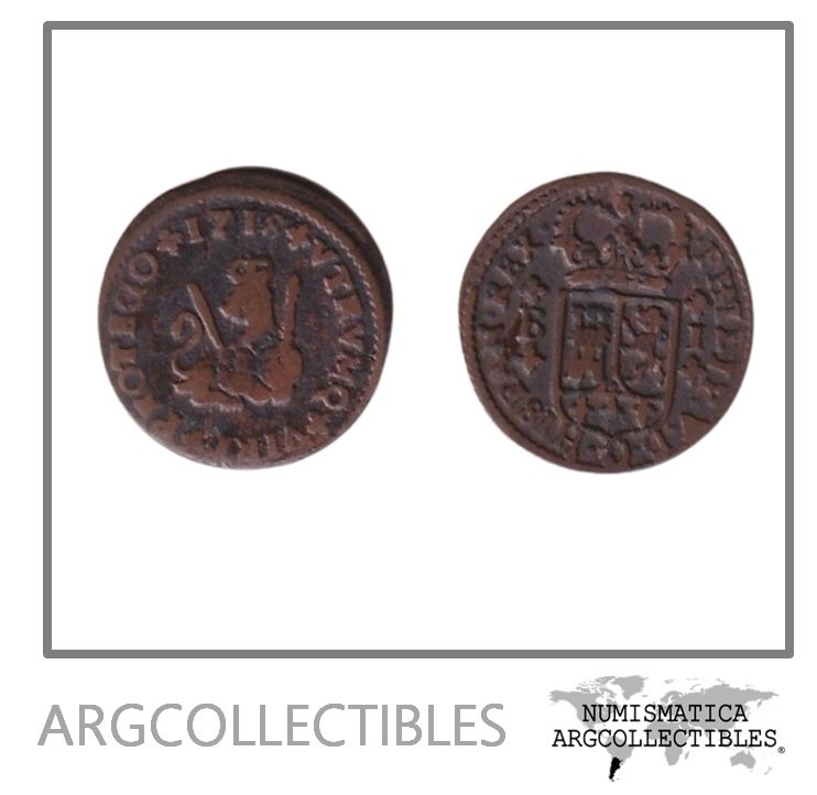 España Moneda 1 Maravedi 1718 Cobre Rey Felipe V KM-301 VF