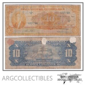 Costa Rica Billete 10 Colones 1949 P-210c GOOD