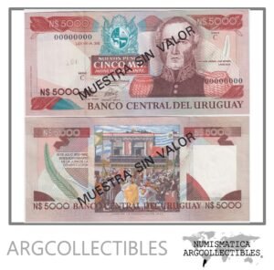 Uruguay Billete 5.000 Nuevos Pesos 1987 P-65as UNC (Serie C) (Specimen)