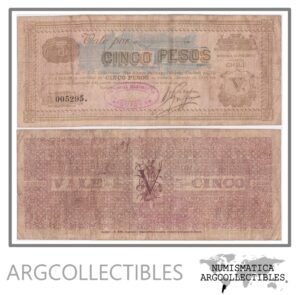 Chile Billete 5 Pesos 1898 Vale Compañia Salitrera VF+ (Iqueque Railways)
