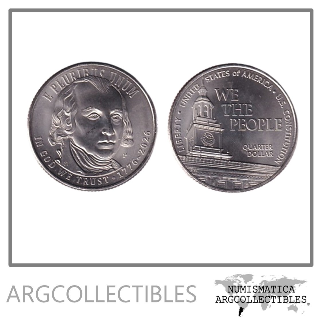 USA Moneda 1/4 Dolar 2026 P Niquel Independencia Constitucion UNC