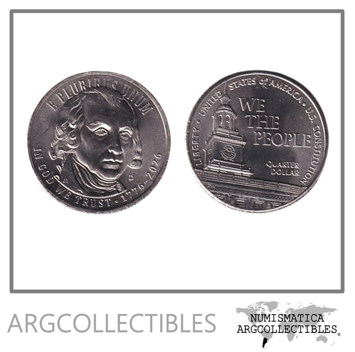 USA Moneda 1/4 Dolar 2026 D Niquel Independencia Constitucion UNC