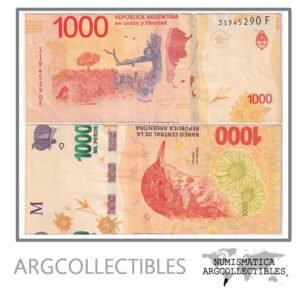 Argentina Billete 1.000 Pesos 2020 P-366/BOT-6011 VF+ (Error Corte)