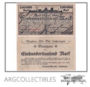 Alemania Billete 100.000 Marcos 1923 Notgeld Estado de Bergbau VF+